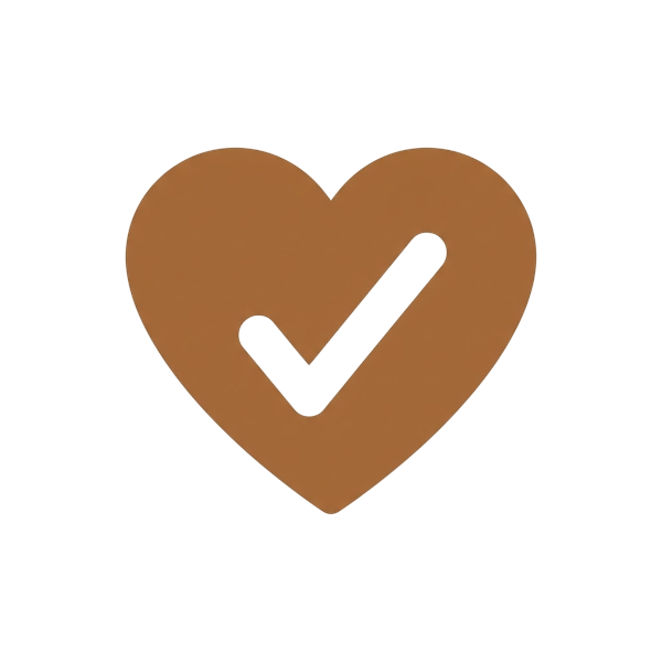 Check mark button and Brown heart