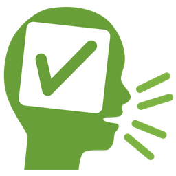 check mark button and bust in silhouette