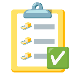 check mark button and butter