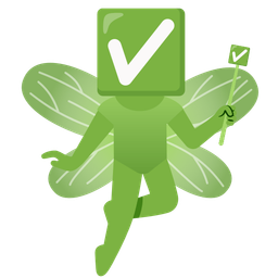 check mark button and butterfly