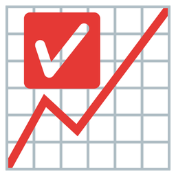 check mark button and chart increasing