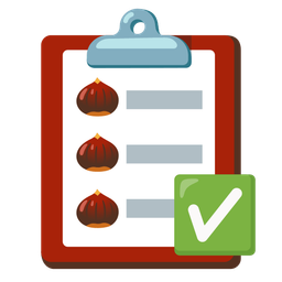 check mark button and chestnut