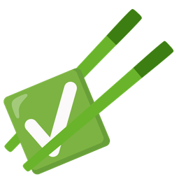 check mark button and chopsticks