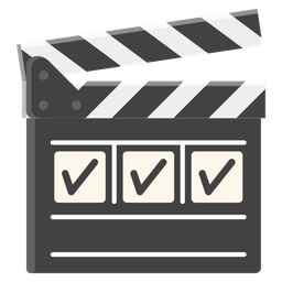 check mark button and clapper board