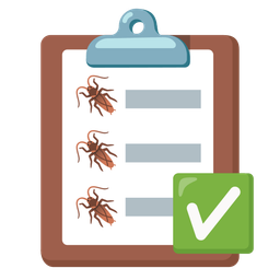 check mark button and cockroach