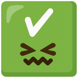 check mark button and confounded face