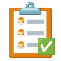 check mark button and custard