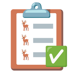 check mark button and deer