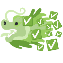 check mark button and dragon