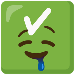 check mark button and drooling face