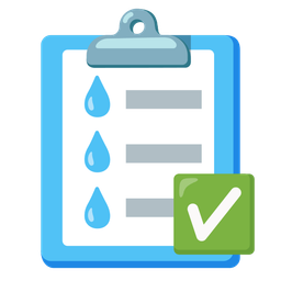 check mark button and droplet