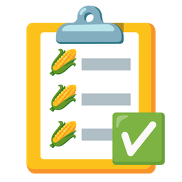 check mark button and ear of corn