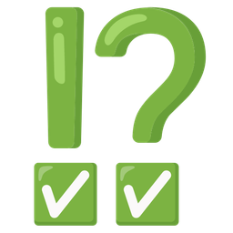 check mark button and exclamation question mark