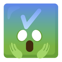 check mark button and face screaming in fear