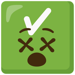 check mark button and face with crossed-out eyes