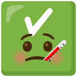 check mark button and face with thermometer