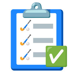 check mark button and field hockey