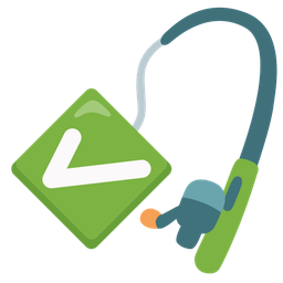 check mark button and fishing pole