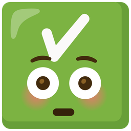 check mark button and flushed face