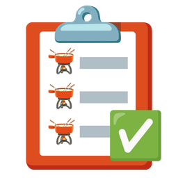 check mark button and fondue