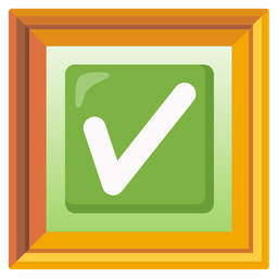 check mark button and framed picture