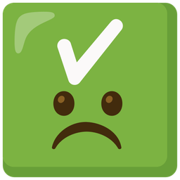 check mark button and frowning face