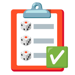 check mark button and game die