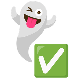 check mark button and ghost