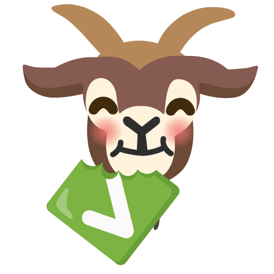 Check mark button and Goat