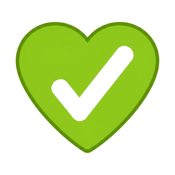 Check mark button and Green heart