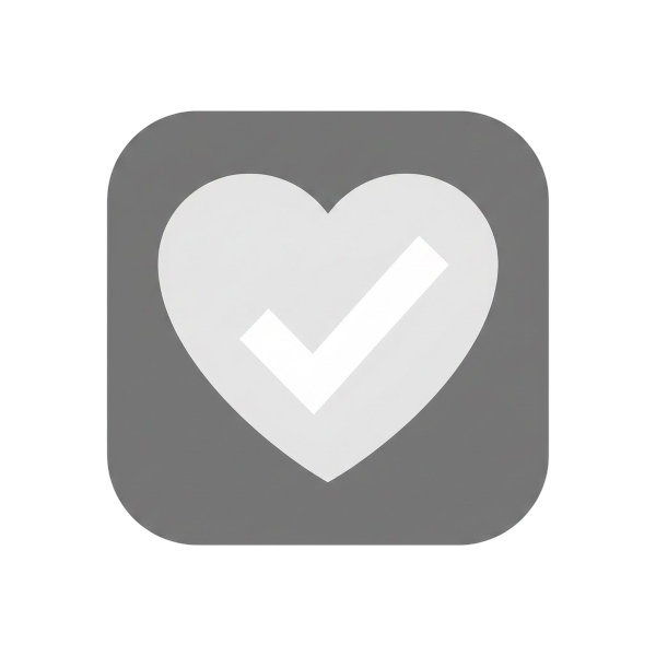 Check mark button and Grey heart
