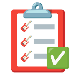 check mark button and guitar