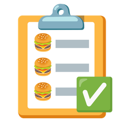 check mark button and hamburger