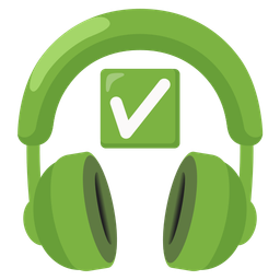 check mark button and headphone