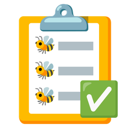 check mark button and honeybee