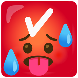 check mark button and hot face