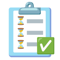 check mark button and hourglass not done