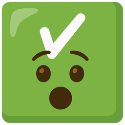 check mark button and hushed face