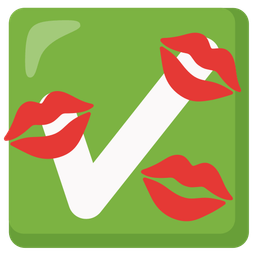 check mark button and kiss mark