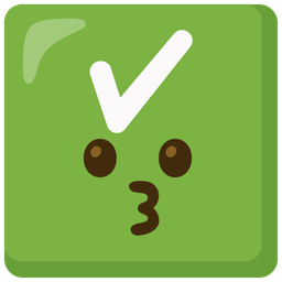 Check mark button and Kissing face