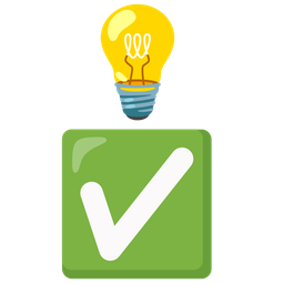 check mark button and light bulb