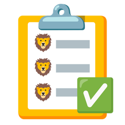 check mark button and lion