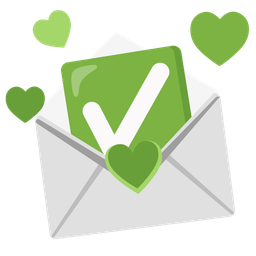 check mark button and love letter