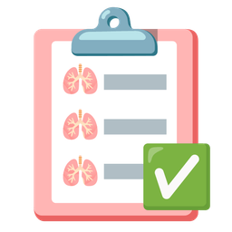 check mark button and lungs
