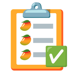 check mark button and mango