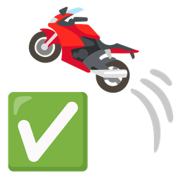 check mark button and motorcycle