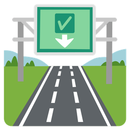 check mark button and motorway