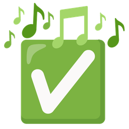 check mark button and musical notes