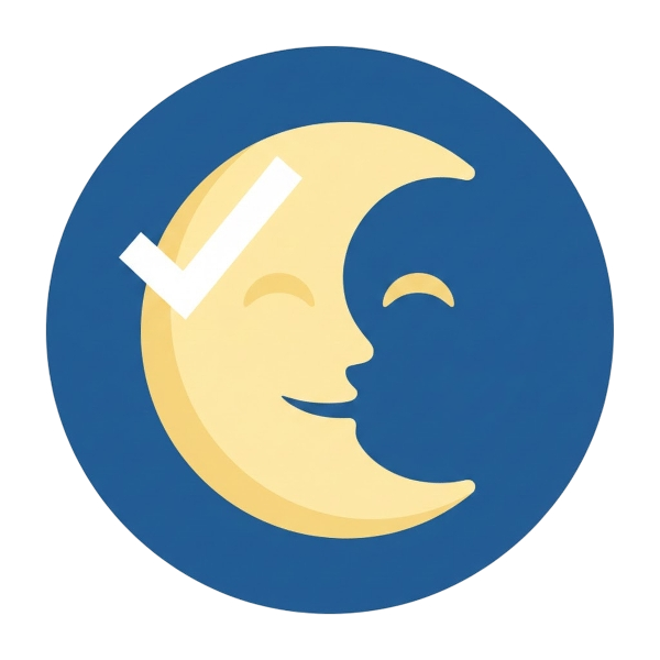 Check mark button and New moon face