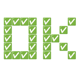 check mark button and OK button